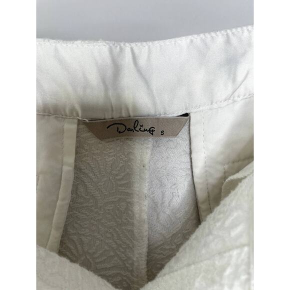 Darling Textured Pattern High Rise Straight Leg Ankle Pants White S Country Club - Picture 5 of 11